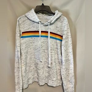 Reflex Light Gray Textured Fabric Rainbow Love Hoodie